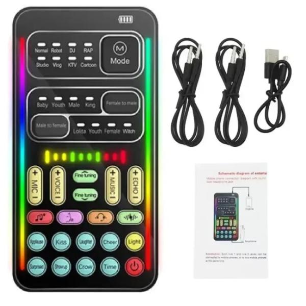 I9 Portable Voice Changer & Audio Mixer – Rechargeable Live Streaming Sound Card for Phones & Laptops Ghana