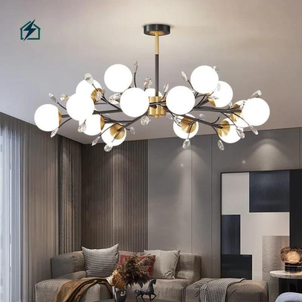Modern Nordic Glass LED Chandelier Pendant Light for Living Room, Dining & Hotel Interiors