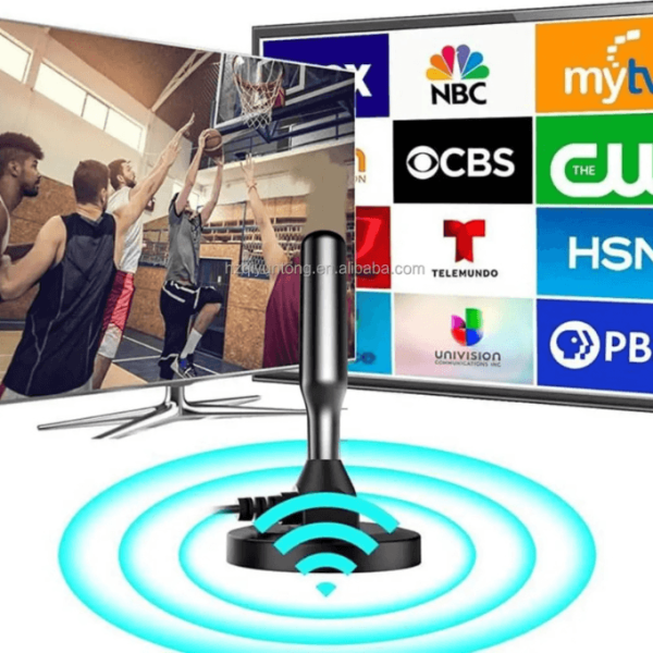 Portable HD Indoor Digital TV Antenna – DVB-T2 Free-to-Air Signal Booster (5M Cable) Ghana