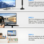 Portable HD Indoor Digital TV Antenna – DVB-T2 Free-to-Air Signal Booster (5M Cable) Ghana
