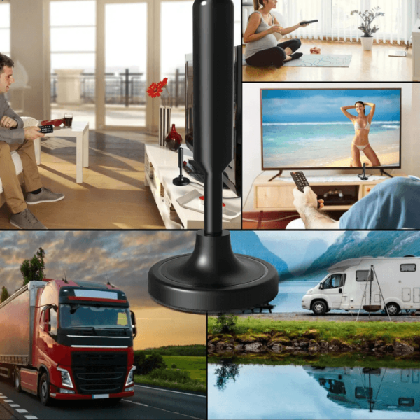 Portable HD Indoor Digital TV Antenna – DVB-T2 Free-to-Air Signal Booster (5M Cable) Ghana
