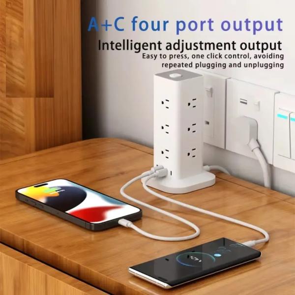 Tankara Heavy-Duty Power Strip 2500W Ghana – 8–12 Socket Extension Board with USB-C & USB UK Plug
