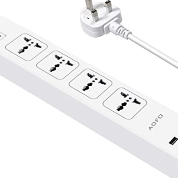 UK 3 Pin Extension Socket – Strong Appliance Power Plug (Black/White) Ghana