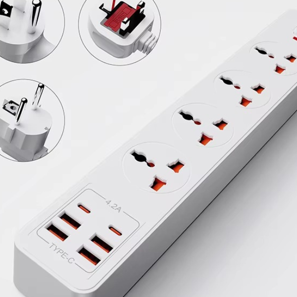 UK 3 Pin Extension Socket – Strong Appliance Power Plug (Black/White) Ghana