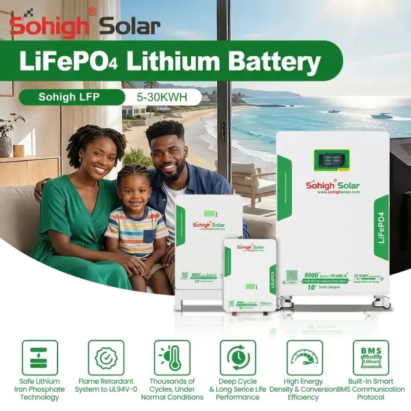 10kWh LiFePO4 Solar Battery 51.2V with Smart BMS – Wall-Mounted Energy Storage System