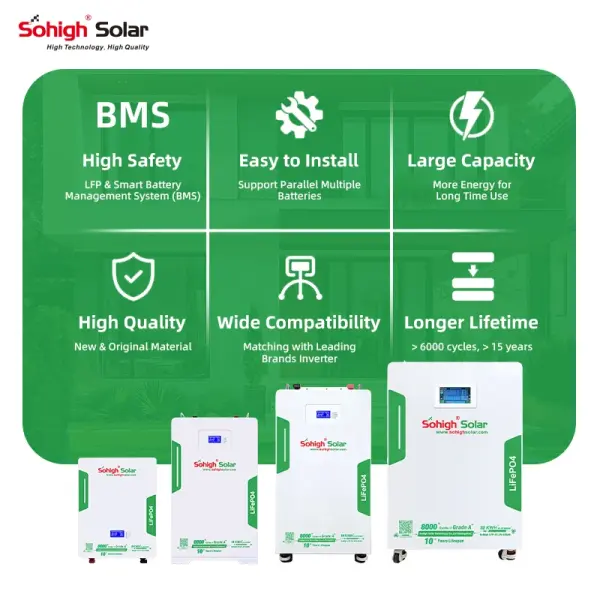 10kWh LiFePO4 Solar Battery 51.2V with Smart BMS – Wall-Mounted Energy Storage System