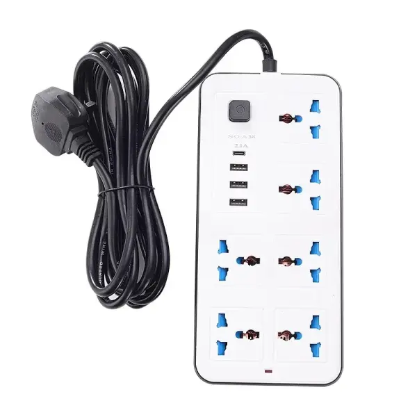 6-Outlet Electrical Extension Socket with USB Ports – Heavy Duty Power Strip for Homes & Offices Ghana