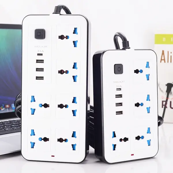 6-Outlet Electrical Extension Socket with USB Ports – Heavy Duty Power Strip for Homes & Offices Ghana