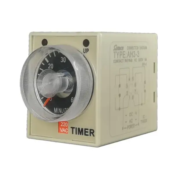 AC 220V AH3-3 Delay Timer Relay – 0–60 Seconds/Minutes Time Relay with Socket Base