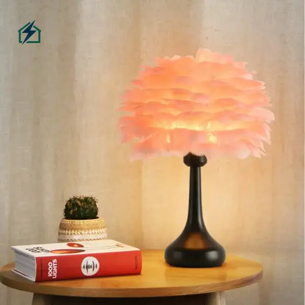 Feather Desk Lamp TD23/TD24 – Decorative USB Bedside Lamp for Bedrooms in Ghana