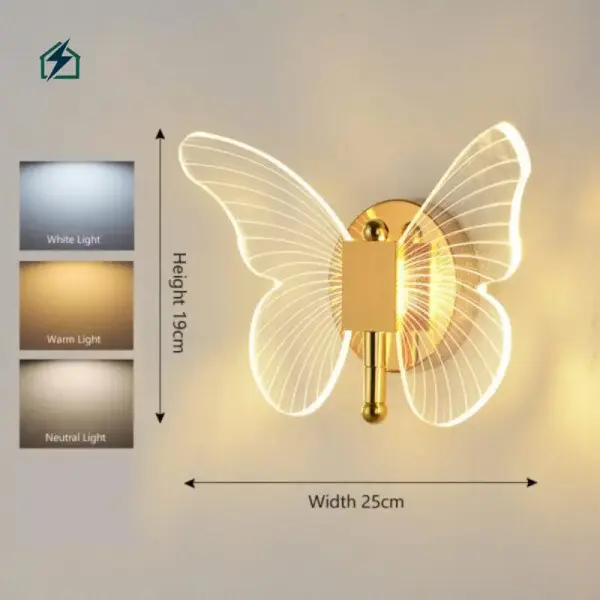 Gold Butterfly LED Wall Light – Modern Decorative Wall Lamp for Bedrooms & Living Rooms in Ghana