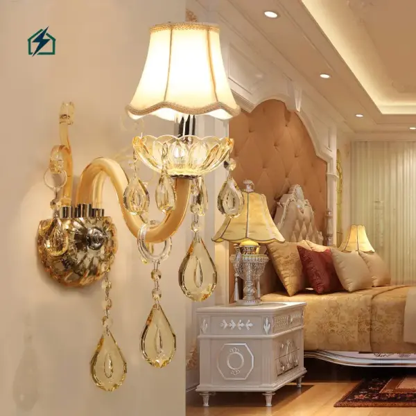 K9 Crystal Wall Lamp 351 – Round Champagne Crystal Wall Light for Bedroom & Living Room Ghana