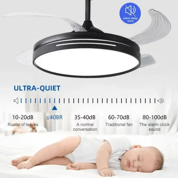 Kasotile 42-Inch Smart Retractable Ceiling Fan with LED Light Ghana