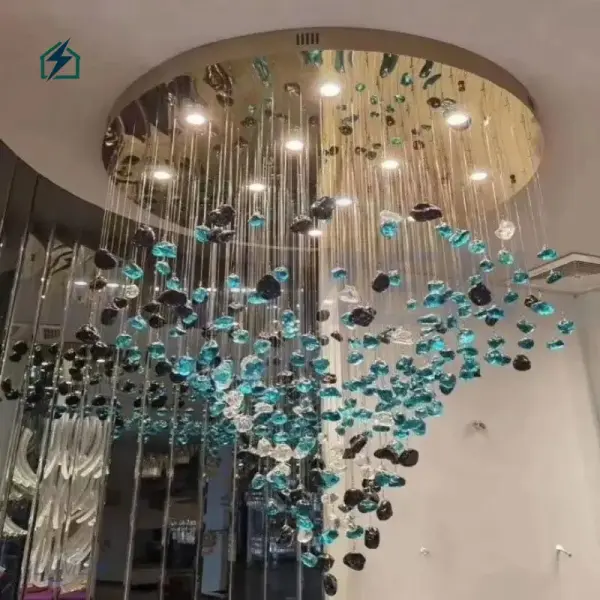 Luxury Color Crystal Stone Drop Chandelier for Hotels, Villas & Luxury Homes in Ghana