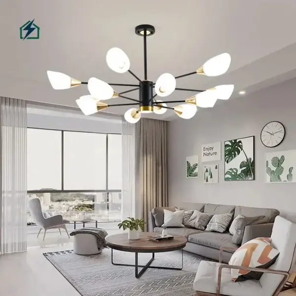 Luxury Modern Glass & Iron Chandelier Pendant Light – Elegant LED Ceiling Light for Ghana