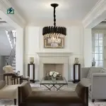 Modern European Luxury Crystal Chandelier – Gold & Black LED Ceiling Light for Living Rooms, Dining Rooms & Staircases in Ghana