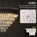 Modern European Luxury Crystal Chandelier – Gold & Black LED Ceiling Light for Living Rooms, Dining Rooms & Staircases in Ghana