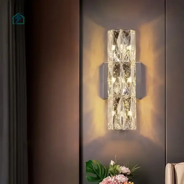 Modern Crystal Wall Lamp – Chrome Luxury Wall Light for Homes & Hotels in Ghana