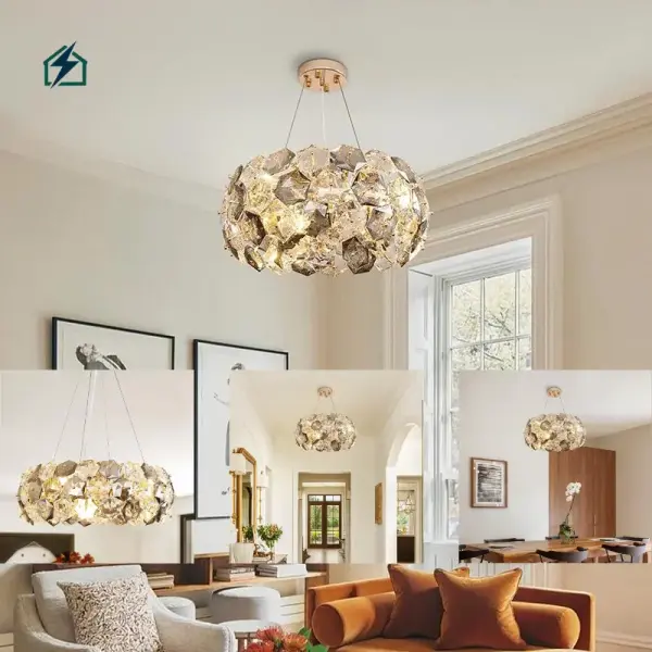 Modern LED Crystal Chandelier Gold – Luxury Ceiling Light for Homes, Hotels & Villas in Ghana