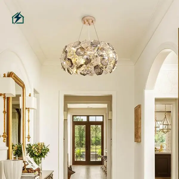 Modern LED Crystal Chandelier Gold – Luxury Ceiling Light for Homes, Hotels & Villas in Ghana