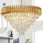 Modern European Luxury Crystal Chandelier – Gold & Black LED Ceiling Light for Living Rooms, Dining Rooms & Staircases in Ghana