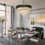 Modern European Luxury Crystal Chandelier – Gold & Black LED Ceiling Light for Living Rooms, Dining Rooms & Staircases in Ghana