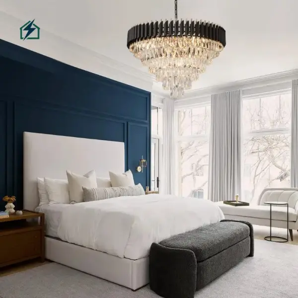 Modern European Luxury Crystal Chandelier – Gold & Black LED Ceiling Light for Living Rooms, Dining Rooms & Staircases in Ghana