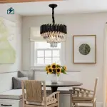 Modern European Luxury Crystal Chandelier – Gold & Black LED Ceiling Light for Living Rooms, Dining Rooms & Staircases in Ghana