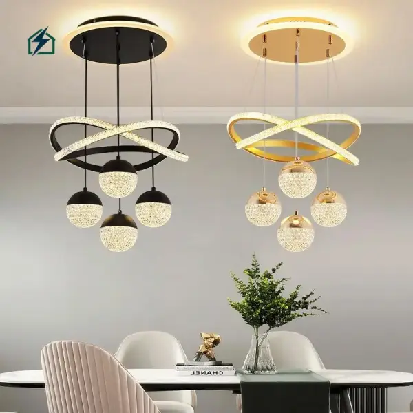 Nordic LED Ring Chandelier HQ9209 – Modern Crystal Ceiling Light for Homes & Hotels in Ghana