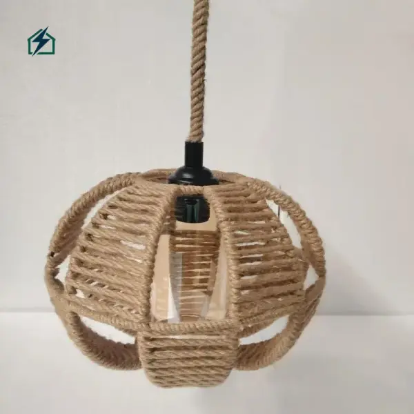 Retro Hemp Rope & Metal Pendant Lamp – Industrial Hanging Ceiling Light for Homes, Cafés & Restaurants in Ghana
