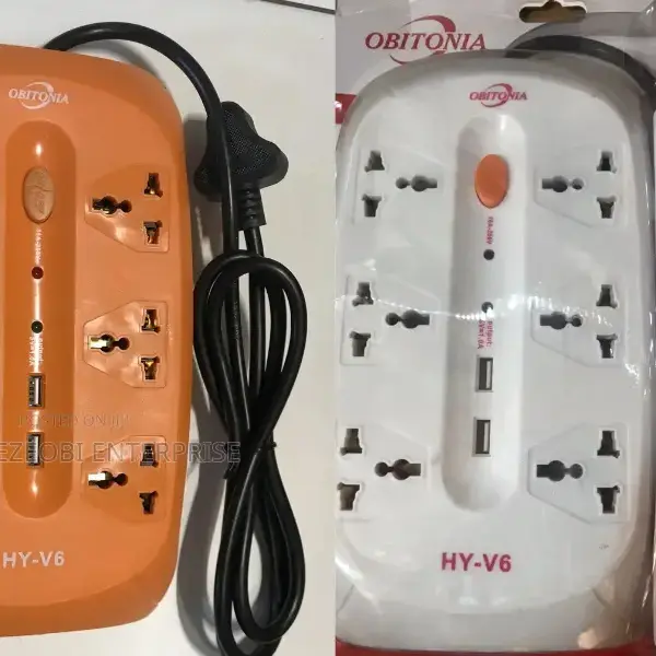 6 Way Power Extension Socket with 2 USB Ports – Multi Plug Charging Power Strip for Homes & Offices in Ghana