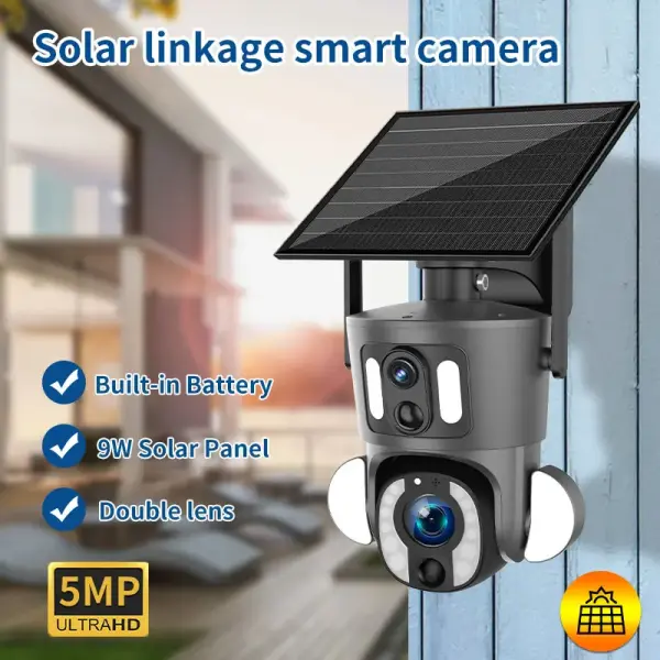 Solar Dual-Lens Outdoor Security Camera with Night Vision  for Homes & Businesses in Ghana