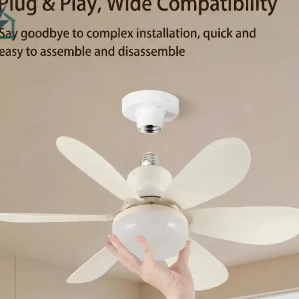 SUIMING Smart Remote E27 Screw Fan Light – 2-in-1 Ceiling Fan & Dimmable LED Light Ghana
