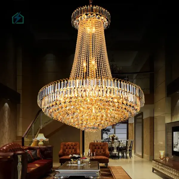 Traditional Luxury Golden Crystal Chandelier 6079 – LED Candle Ceiling Light for Living Room, Hotel & Dining Room Ghana