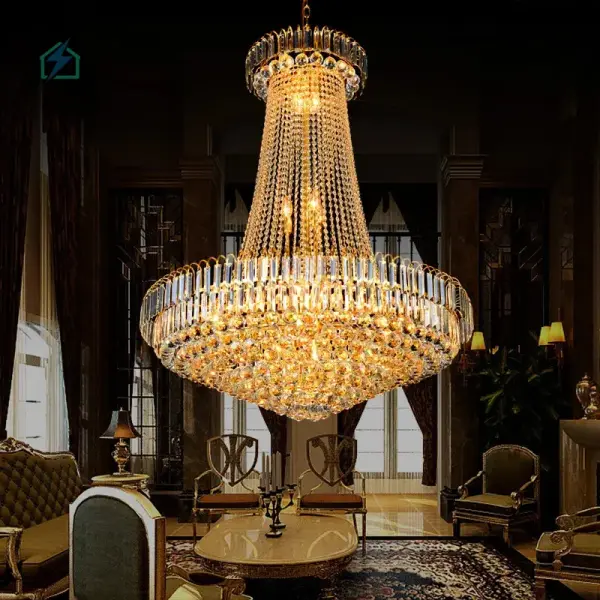 Traditional Luxury Golden Crystal Chandelier 6079 – LED Candle Ceiling Light for Living Room, Hotel & Dining Room Ghana