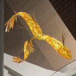 Traditional Wooden Fish Pendant Chandelier – Handmade Japanese Style Hanging Restaurant Light Ghana