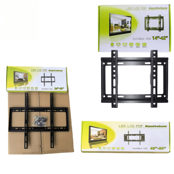 Steel TV Wall Bracket for 14–85 Inch LCD, LED & Smart TVs – Heavy-Duty Fixed TV Wall Mount Ghana