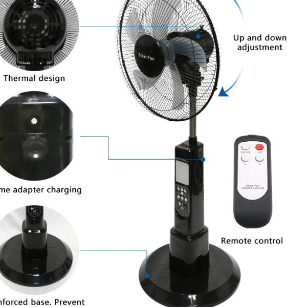SUIMING Portable Solar Fan Light Kit – 16-Inch Rechargeable Fan, LED Lantern & 6000mAh Power Bank Ghana