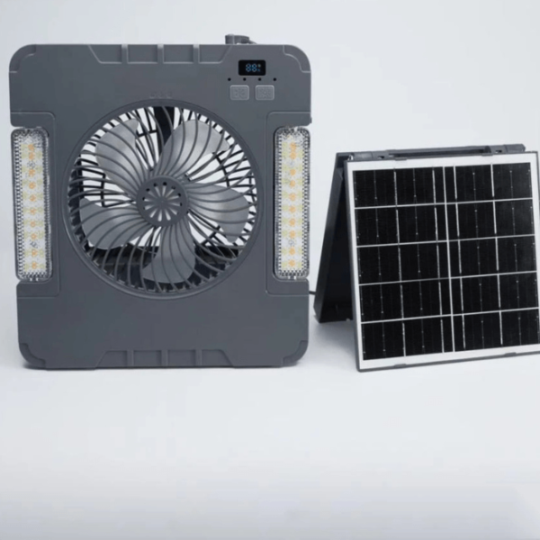 SUIMING Portable Solar Fan Light Kit – 6000mAh Rechargeable Fan, LED Light & Power Bank
