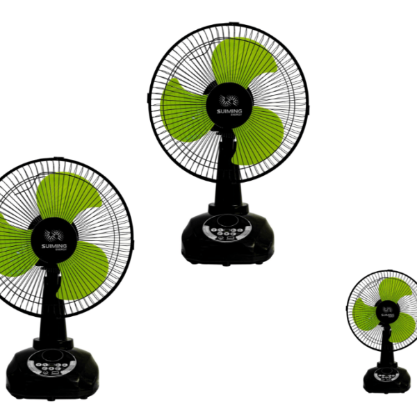 SUIMING Solar Rechargeable Table Fan – 12 Inch Fan with LED Light & USB Phone Charging Ghana