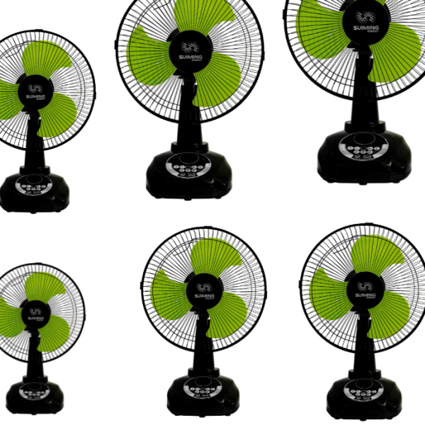 SUIMING Solar Rechargeable Table Fan – 12 Inch Fan with LED Light & USB Phone Charging Ghana