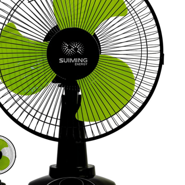 SUIMING Solar Rechargeable Table Fan – 12 Inch Fan with LED Light & USB Phone Charging Ghana