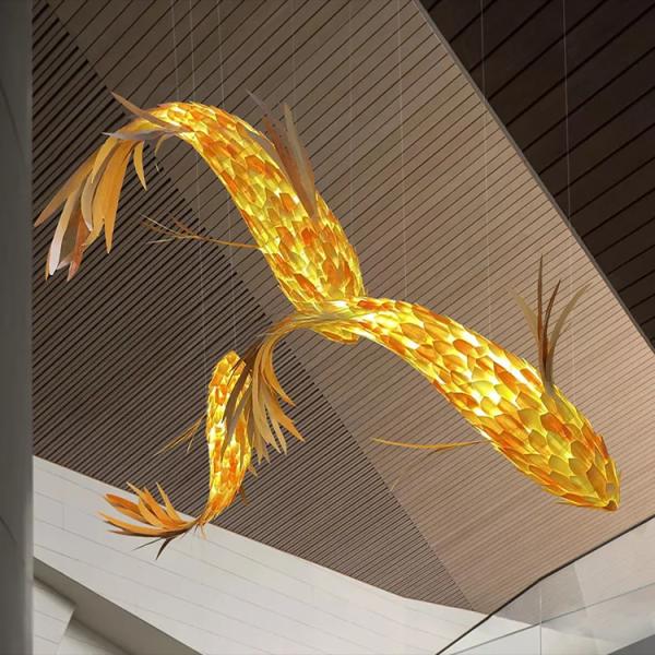 Traditional Wooden Hanging Fish Chandelier – Japanese Style LED Pendant Ghana