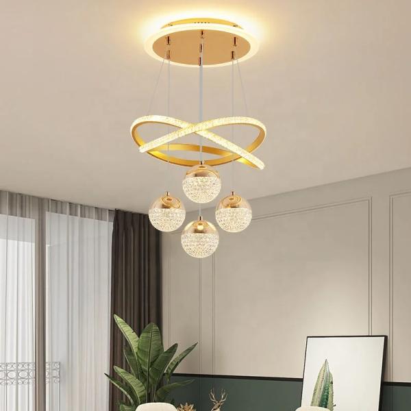 Nordic LED Ring Chandelier HQ9209 – Modern Crystal Ceiling Light