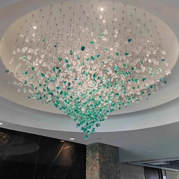 Luxury Color Crystal Stone Drop Chandelier – Hotel & Villa Lighting Ghana