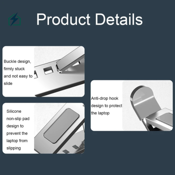 Double-Layer Foldable Aluminum Laptop Stand – Ergonomic & Cool for Laptops (Physical Item)