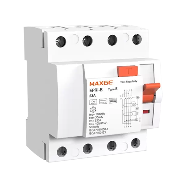 MAXGE EPRi-B 4P RCCB (Up to 63A) – 3 Phase Earth Leakage Breaker Ghana
