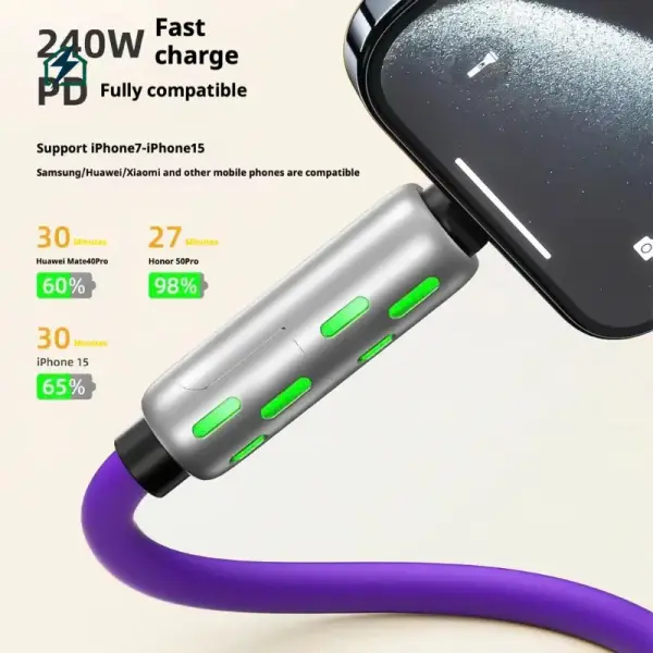 3-in-1 Fast Charging Flat Cable – Lightning, USB-C & Micro USB Charging Cable for iPhone & Android | Ghana