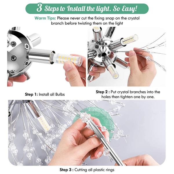 Modern Dandelion Firework Crystal Chandelier – Luxury LED Lighting Ghana