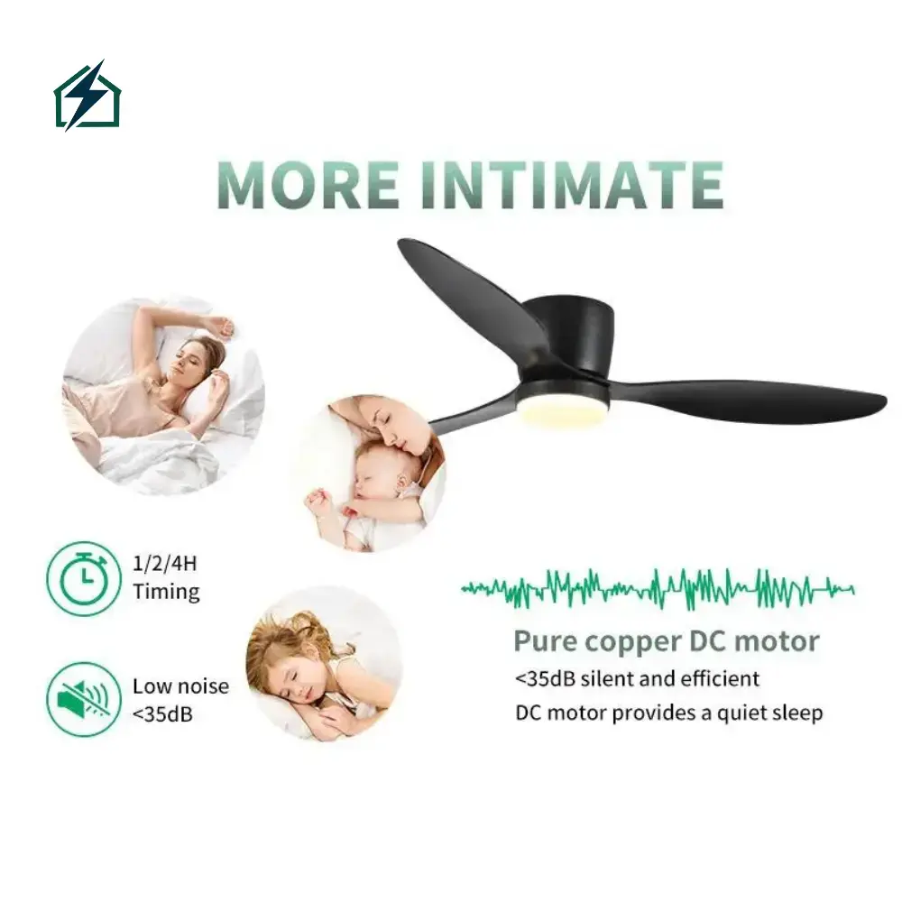 52 Inch Ceiling Fan with LED Light & Remote Control Ghana _ Modern Energy-Saving Ceiling Fan Quiet Performance